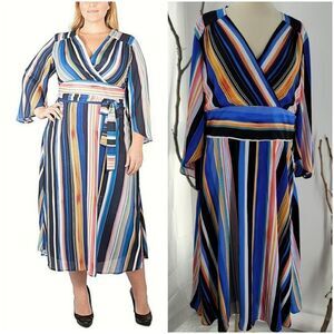 NY collection woman multi color striped dress